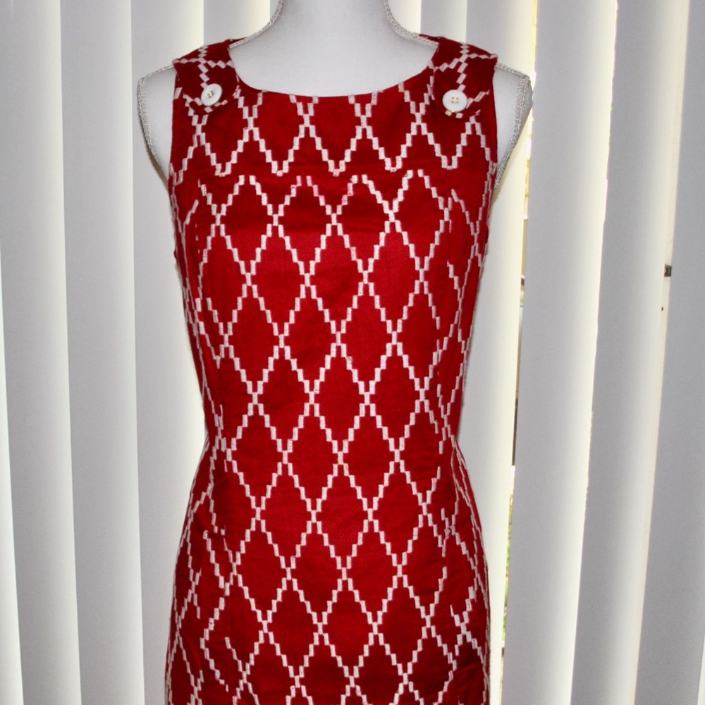 Style & Co. Red & White Pattern Shift Dress